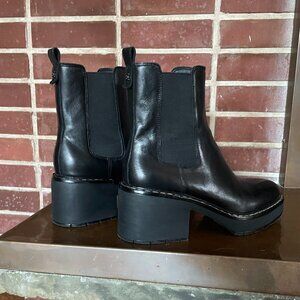 Sam Edelman Anderson Lug Sole Black Leather Chelsea Boot with Small PlatformHeel